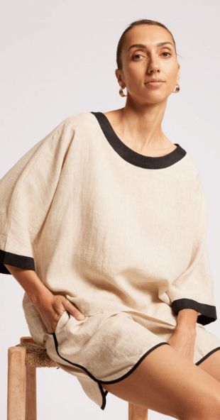 Maris Relaxed Splice Top TUSK/BLACK