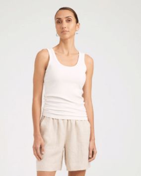 Studio Ribbed Tank WHITE, size: XS