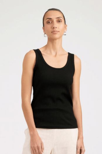 Studio Ribbed Tank BLACK, size: XS