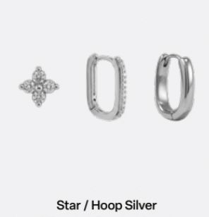 Heritage Trio Earring STAR HOOP SILVER