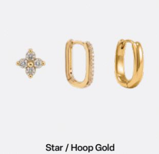 Heritage Trio Earring STAR HOOP GOLD