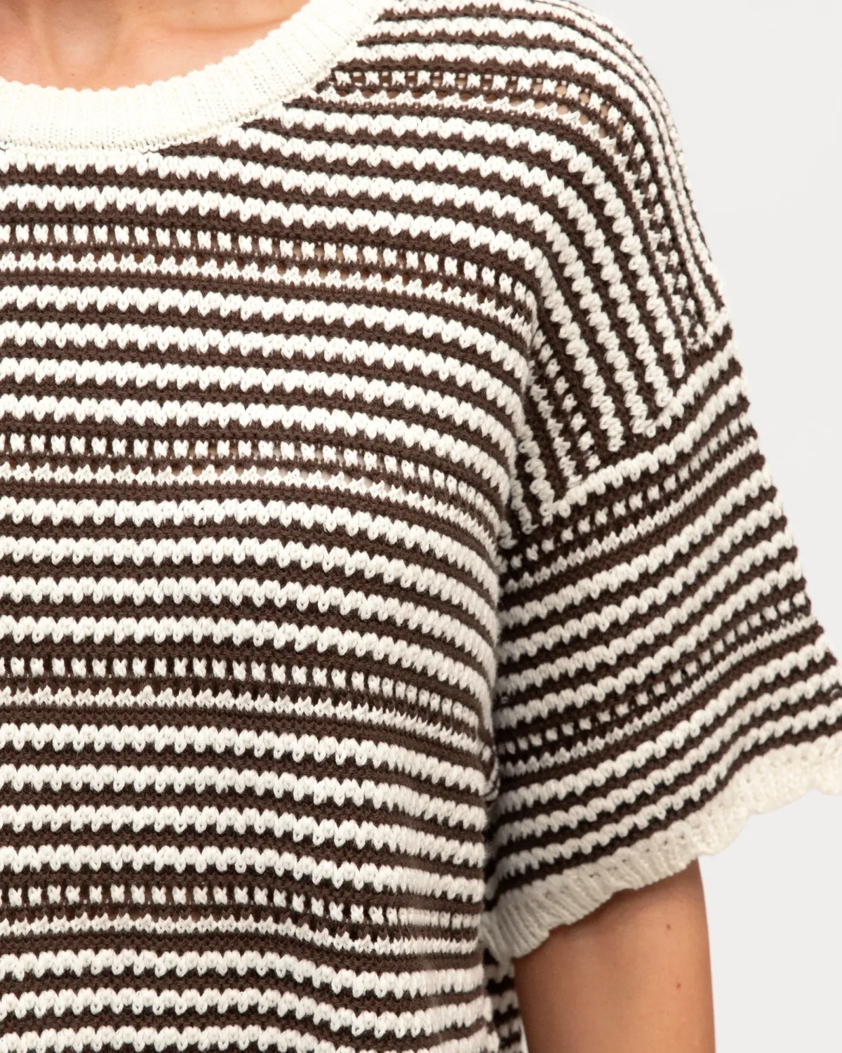 Stripe Knit Top CHOCOLATE, size: S