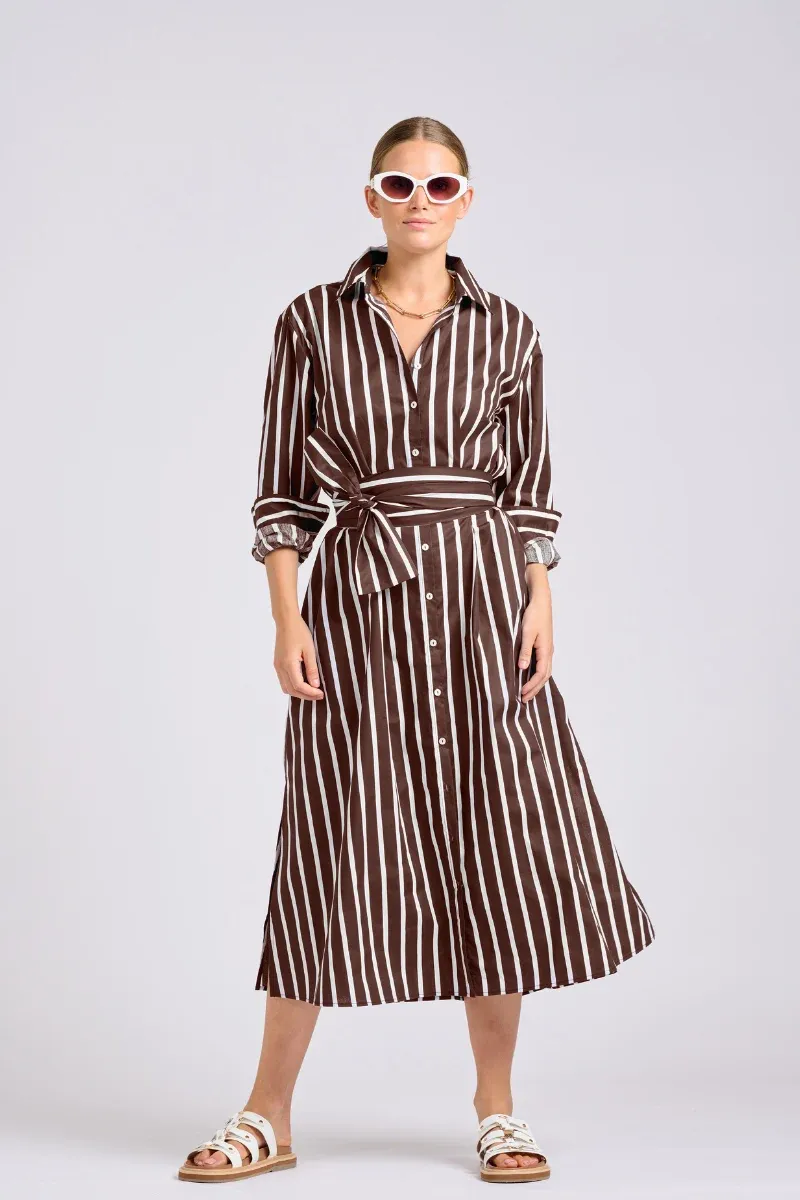 Luna Oversized Dress  CHOCOLATE STRIPE, size: XS