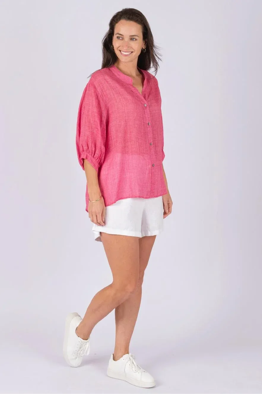 Aurora Sheer Linen Top PINK, size: S/M