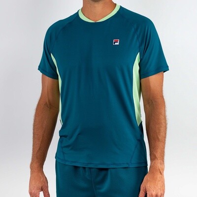 Baseline Ribbed Neck Crew Blue Coral/Green Ash