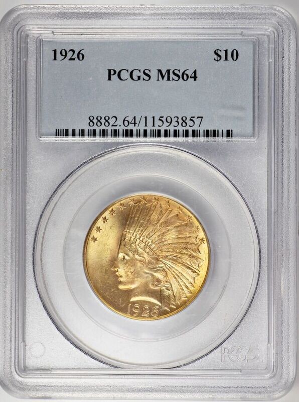 1926 $10 Gold Eagle Indian PCGS MS64 Great Luster