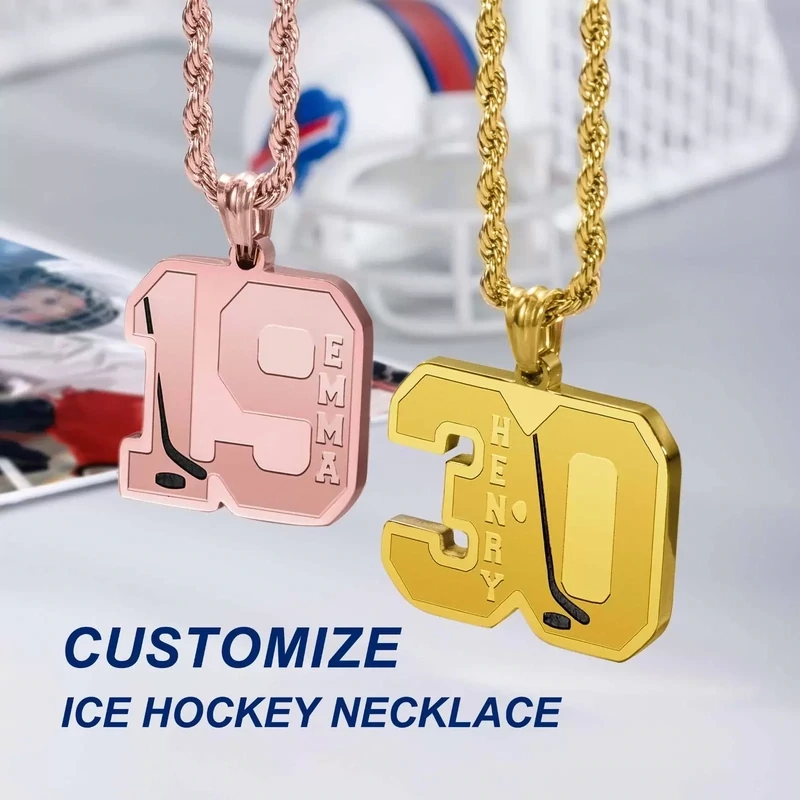 Custom Ice Hockey Number Nacklace with Name
