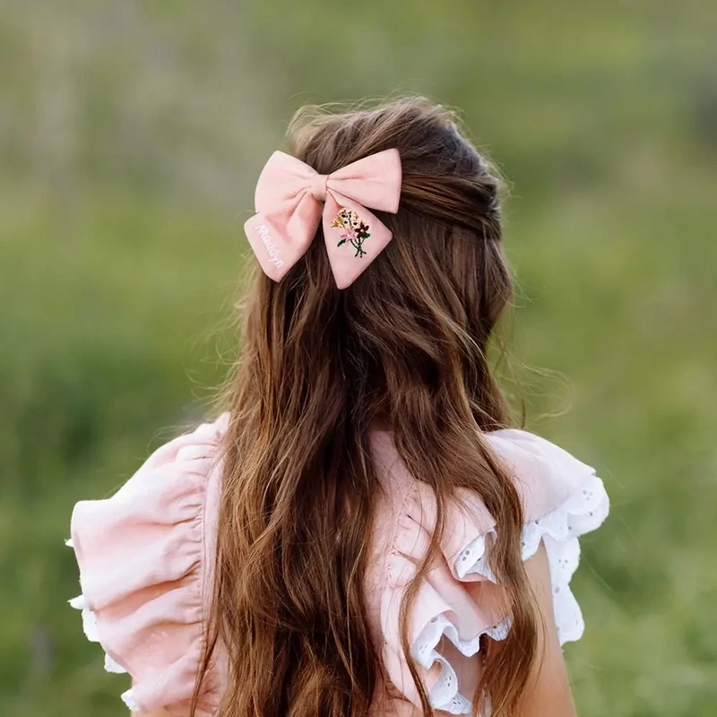 Personalized Embroidered Hair Bows