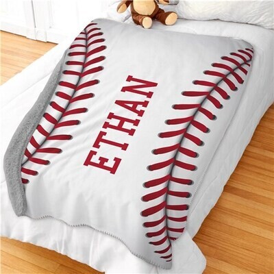 Personalized 50x60 Baseball Sherpa Blanket