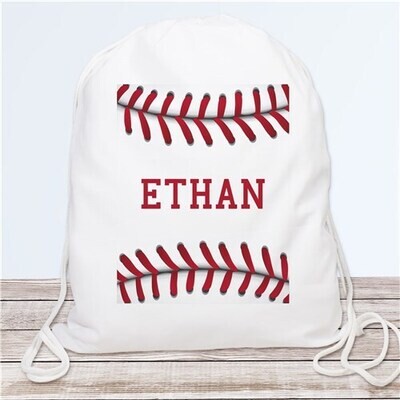 Personalized Kids Baseball Drawstring Bag