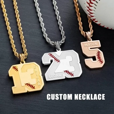 Baseball and Softball Number Necklace with Name