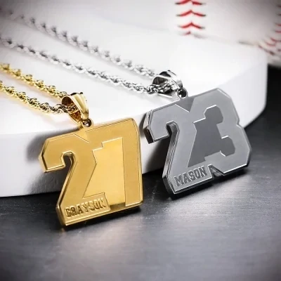 Stainless Steel Sports Number Necklace