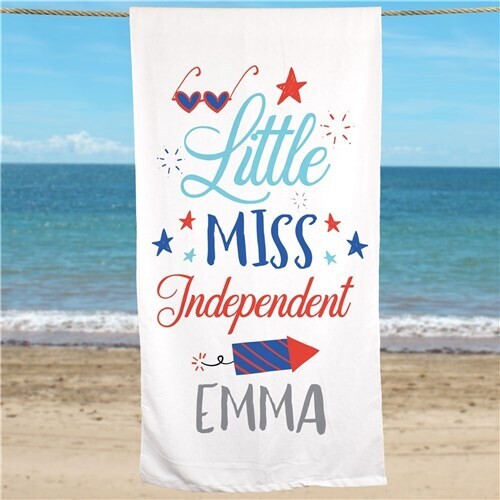 Little Miss Independent Personalized Beach Towel