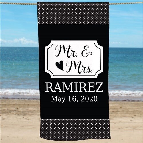 Mr &amp; Mrs Personalized Beach Towel