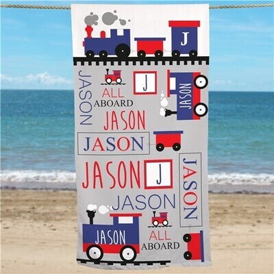 Train Pesonalized Beach Towel