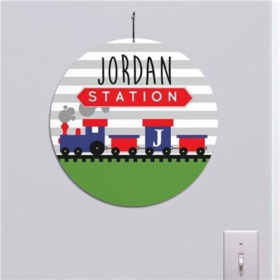 Personalized Train Round Kids Room Sign