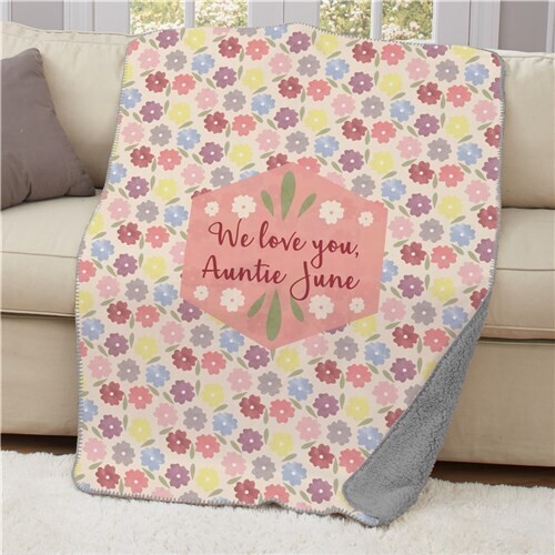 Personalized Floral Sherpa Blanket