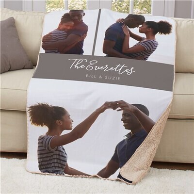 Personalized Couples Photo Sherpa Blanket