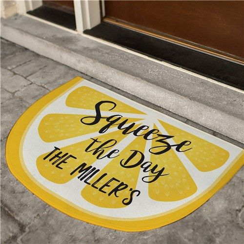 Squeeze The Day Lemon Personalized Doormat