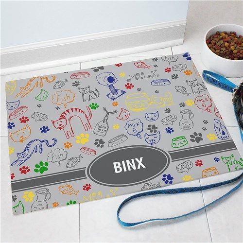 Personalized Cat Doodle Pet Mat