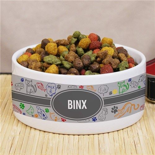 Personalized Cat Doodle Ceramic Bowl