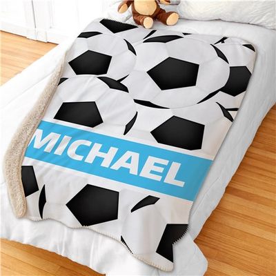 Personalized 50 x 60 Soccer Sherpa Blanket