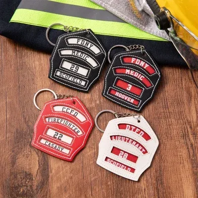 Personalized Firefighter Shield Keychain