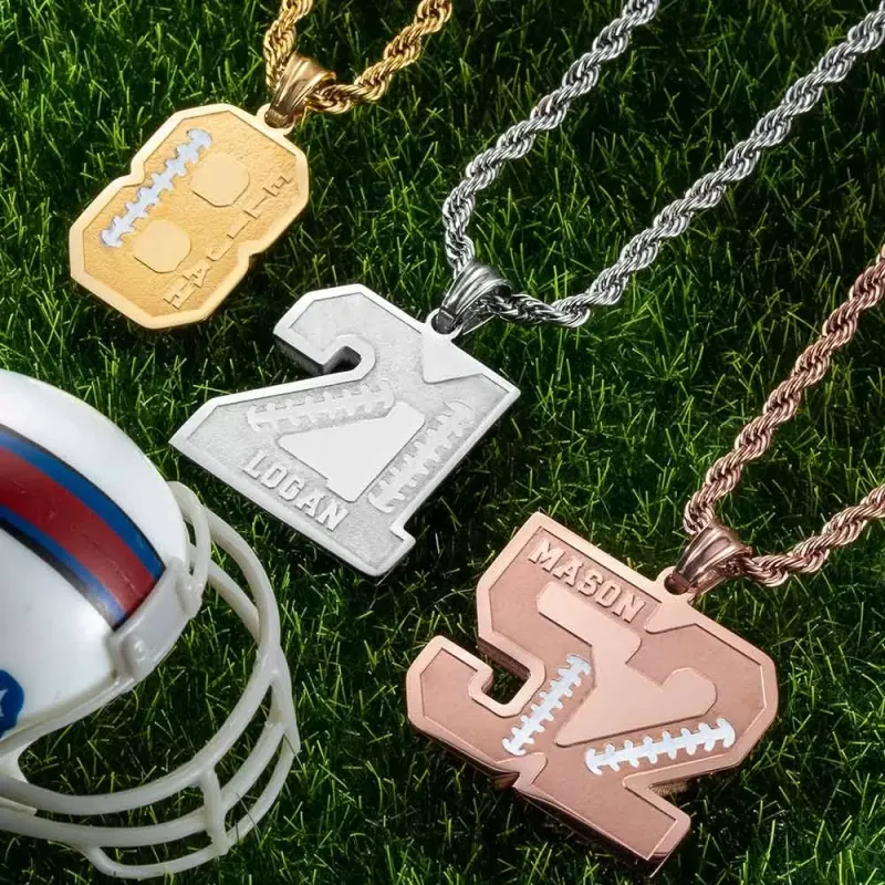 Personalized Football Sports Number Nacklace with Name