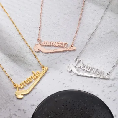 Custom Ice Hockey Necklace with Name