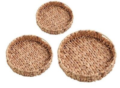 Handwoven Rattan Wicker Baskets: Ideal for Storing Fruits, Snacks, and Bread - Round Storage Bins with Water Hyacinth Trays - Natural Solution for Everyday Storage