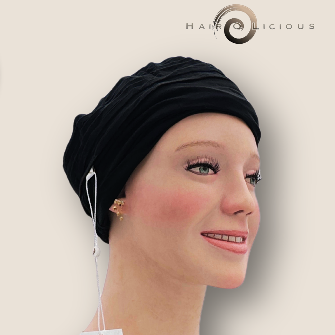 Comfortable and Stylish Cap - Bamboo Turban, Black, Style 910-01, Belle Madame