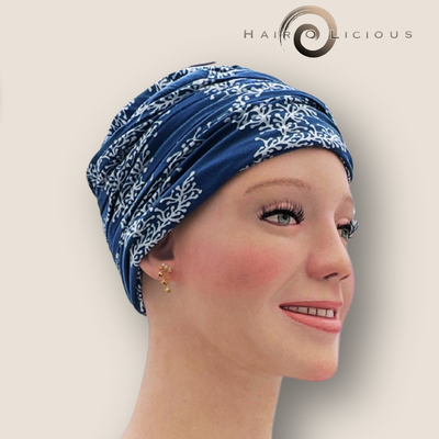 Comfortable and Stylish Cap - Mia Turban, Coral Print, Style 912-66, Belle Madame