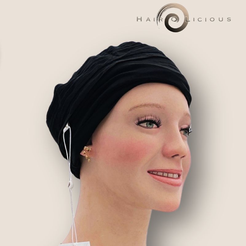 ​Comfortabel en Stijlvol mutsje -Bamboo Turban, Zwart, Style 910-01, Belle Madame