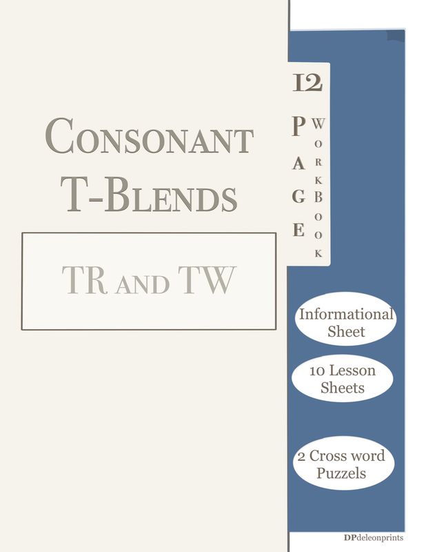 Consonant Blends Worksheet Packet, T