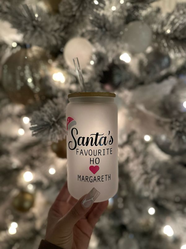 Frosted Beer Can Glass - Santa&#39;s Favourite Ho
