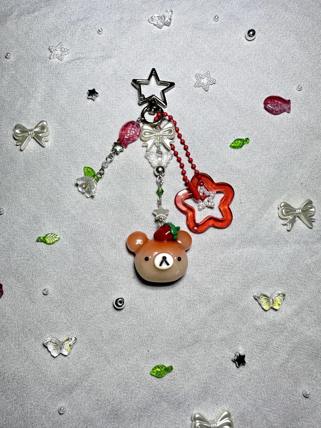 Gummy bear keychain (strawberry) ₊˚⊹♡