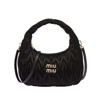 MiuMiu Wander Metalasse Satin Mini Hobo Bag