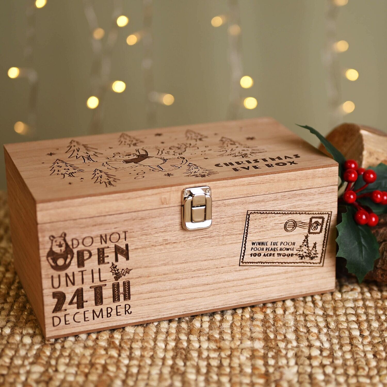 Winnie The Pooh &amp; Piglet Christmas Eve Keepsake Wooden Box