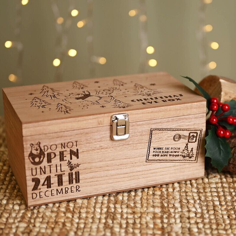 Winnie The Pooh &amp; Piglet Christmas Eve Keepsake Wooden Box
