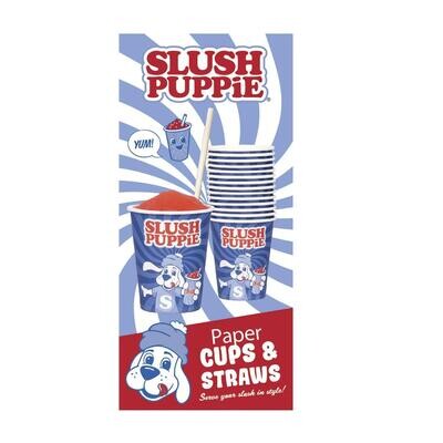Slush Puppie Pack of 20 Paper Cups &amp; Paper Straws