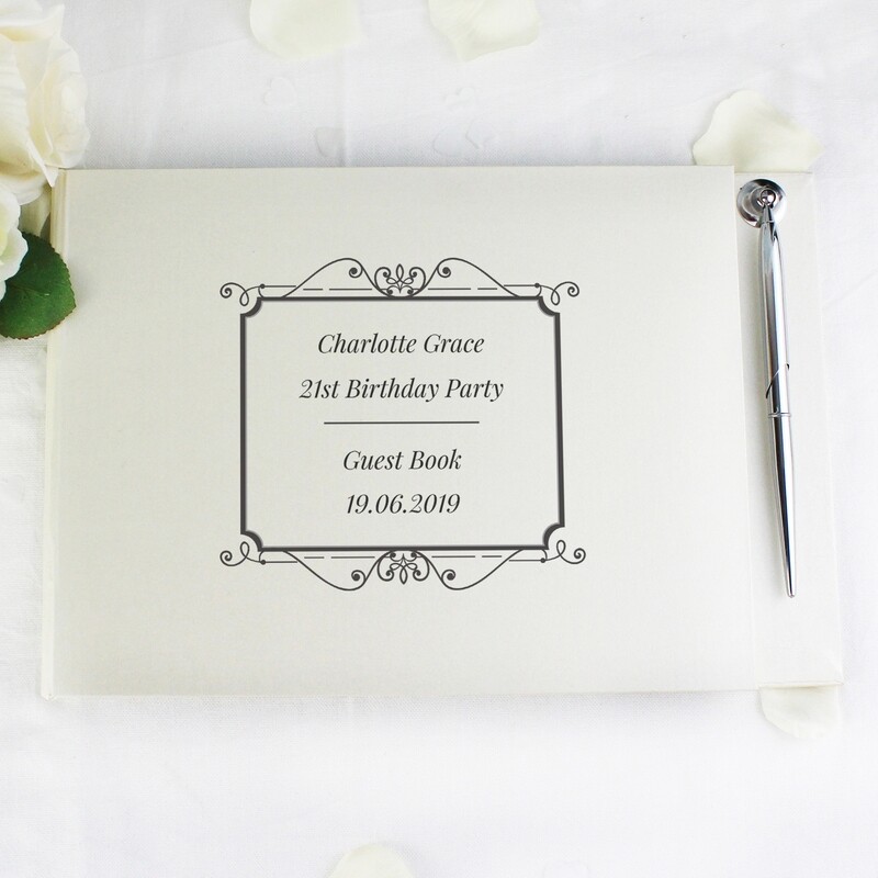 Personalised Black Hardback Guest Book &amp; Pen