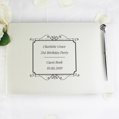Personalised Black Hardback Guest Book &amp; Pen