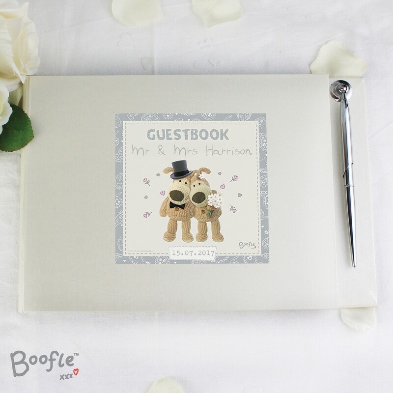 Personalised Boofle Wedding Hardback Guest Book &amp; Pen