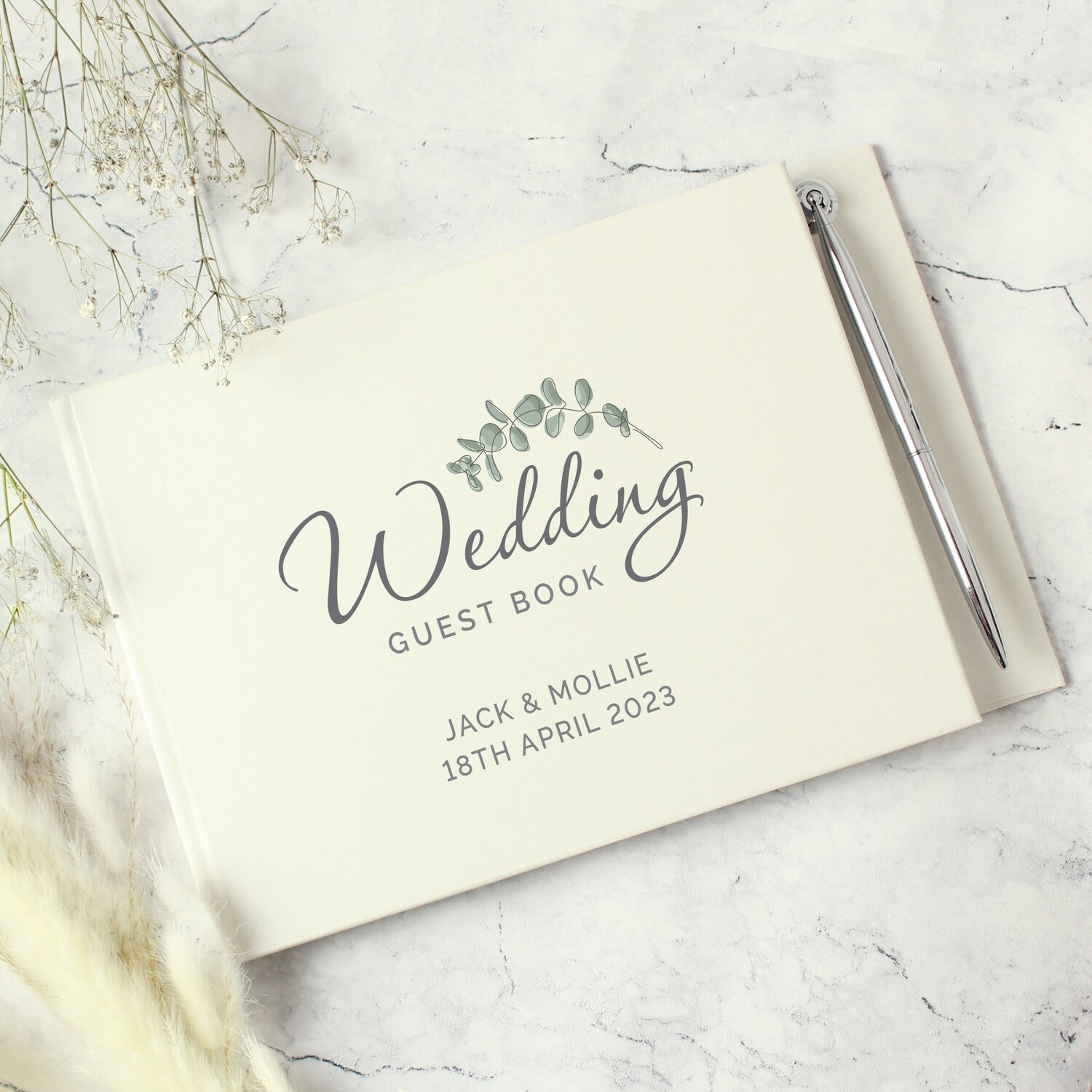 Personalised Botanical Wedding Guest Book &amp; Pen