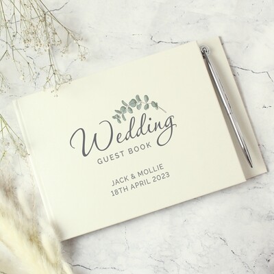 Personalised Botanical Wedding Guest Book &amp; Pen