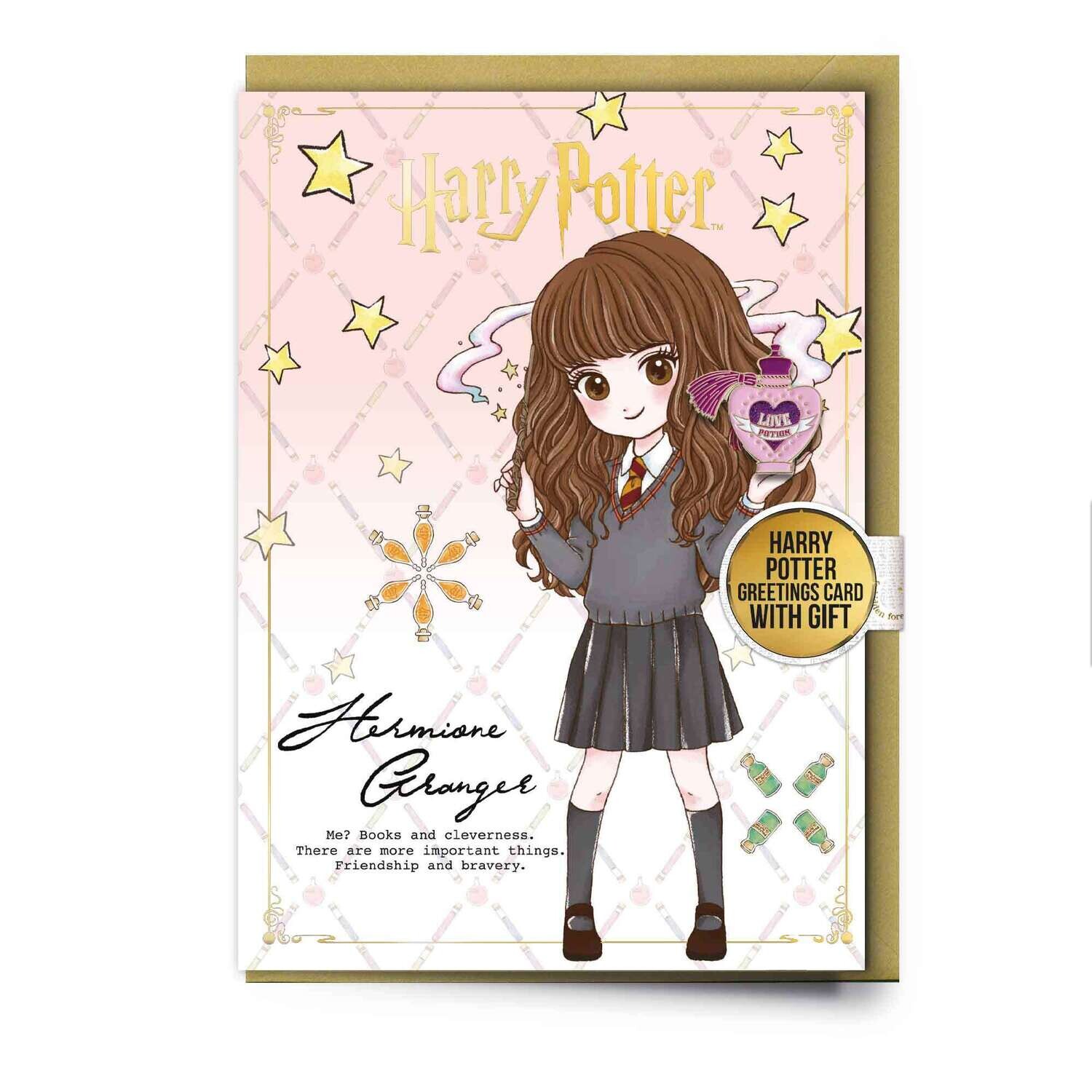 Hermione Character Greetings Card with Pin badge