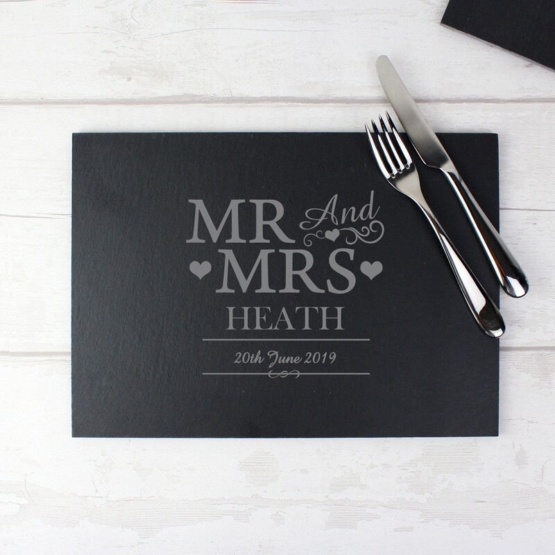 Personalised Mr &amp; Mrs Slate Placemat