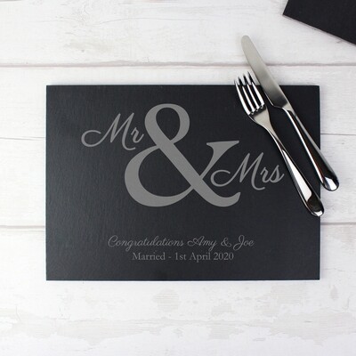 Personalised Mr &amp; Mrs Slate Placemat