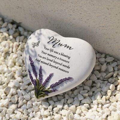 Mum Graveside Lavender Heart Stone 