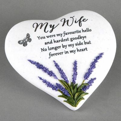 Wife Graveside Thoughts of You Lavender Heart Stone